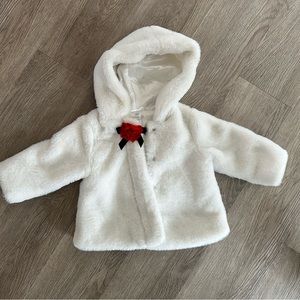 Warm white fuzzy dress coat toddler size 9mo